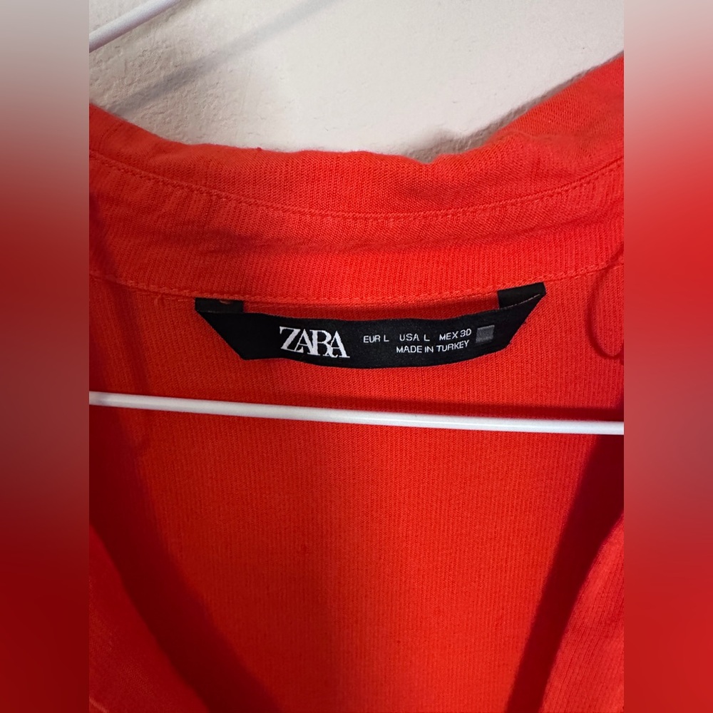 Zara Women’s Vibrant orange Tiered with sleeves Midi Dress size large - Picture 4 of 6